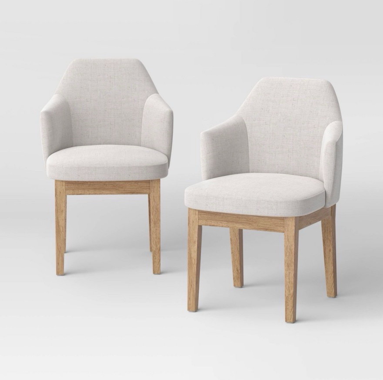 2pk Kinston Curved Back Upholstered Dining Chair Linen Cream – Threshold