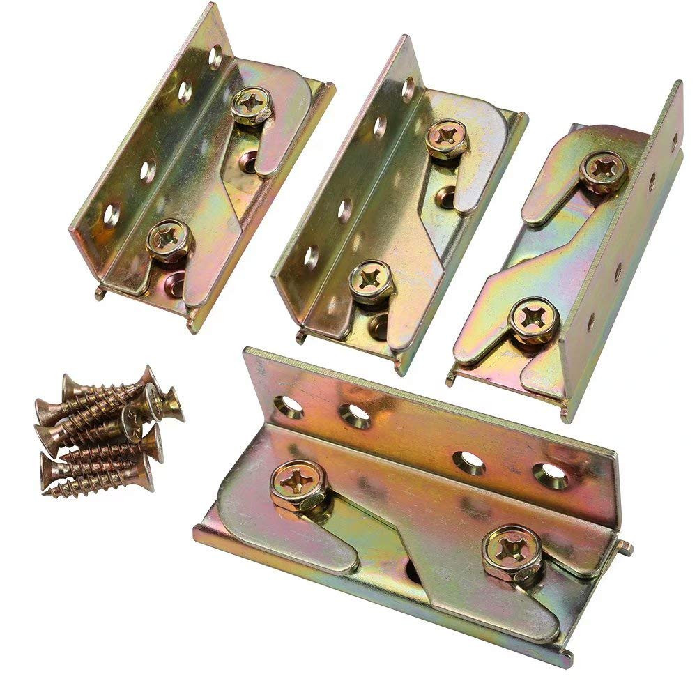 Bed Rail Brackets – Wooden Bed Frame Hardware – Heavy Duty Non-Mortise Bed Rail