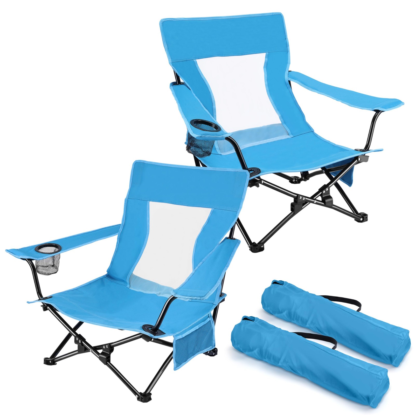 Joyfair Beach Camping Chair (2 Pack), 27 inches x 23 x 26 inches, Blue