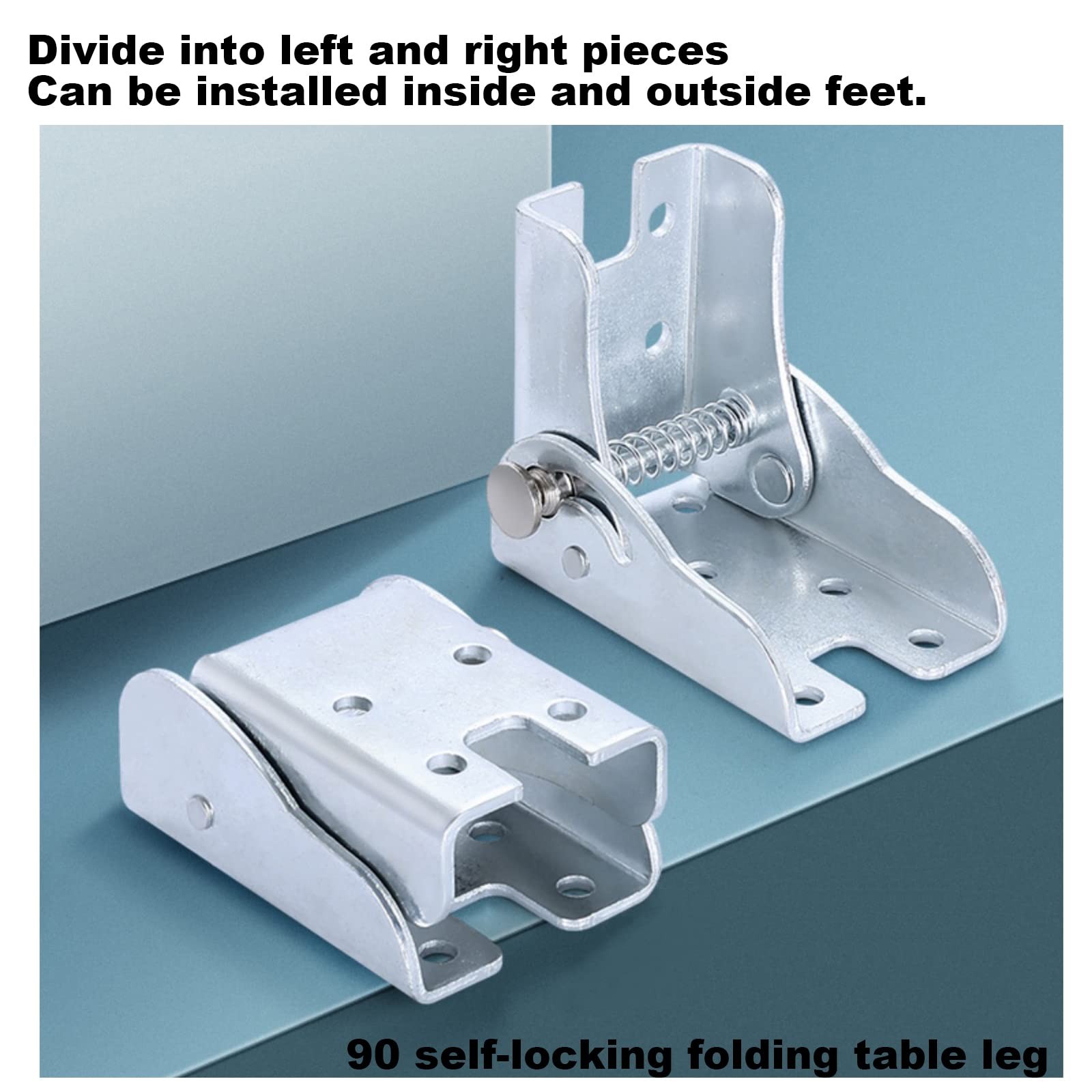 2 PCS 90 Degree Self-Locking Hinge, Folding Table Leg, Workbench, Steel, Lock