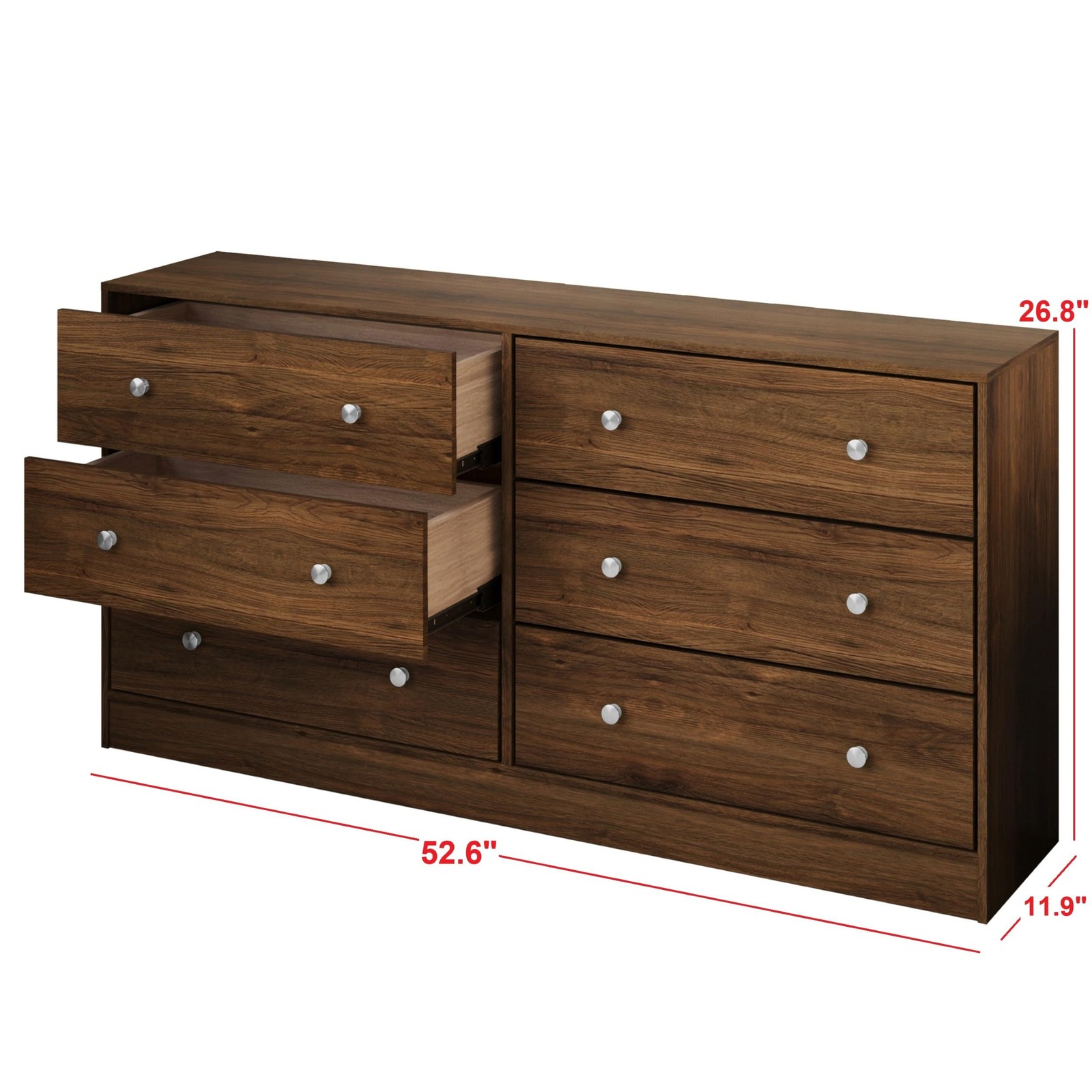 HOME DESIGN Altoona 3-Piece Bedroom Set with Dresser and Two Nightstands, Brown
