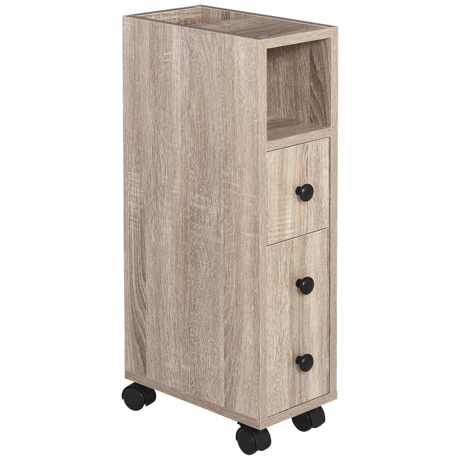 Wood Modern Multifunctional Roller Drawer and Table Top Counter Oak