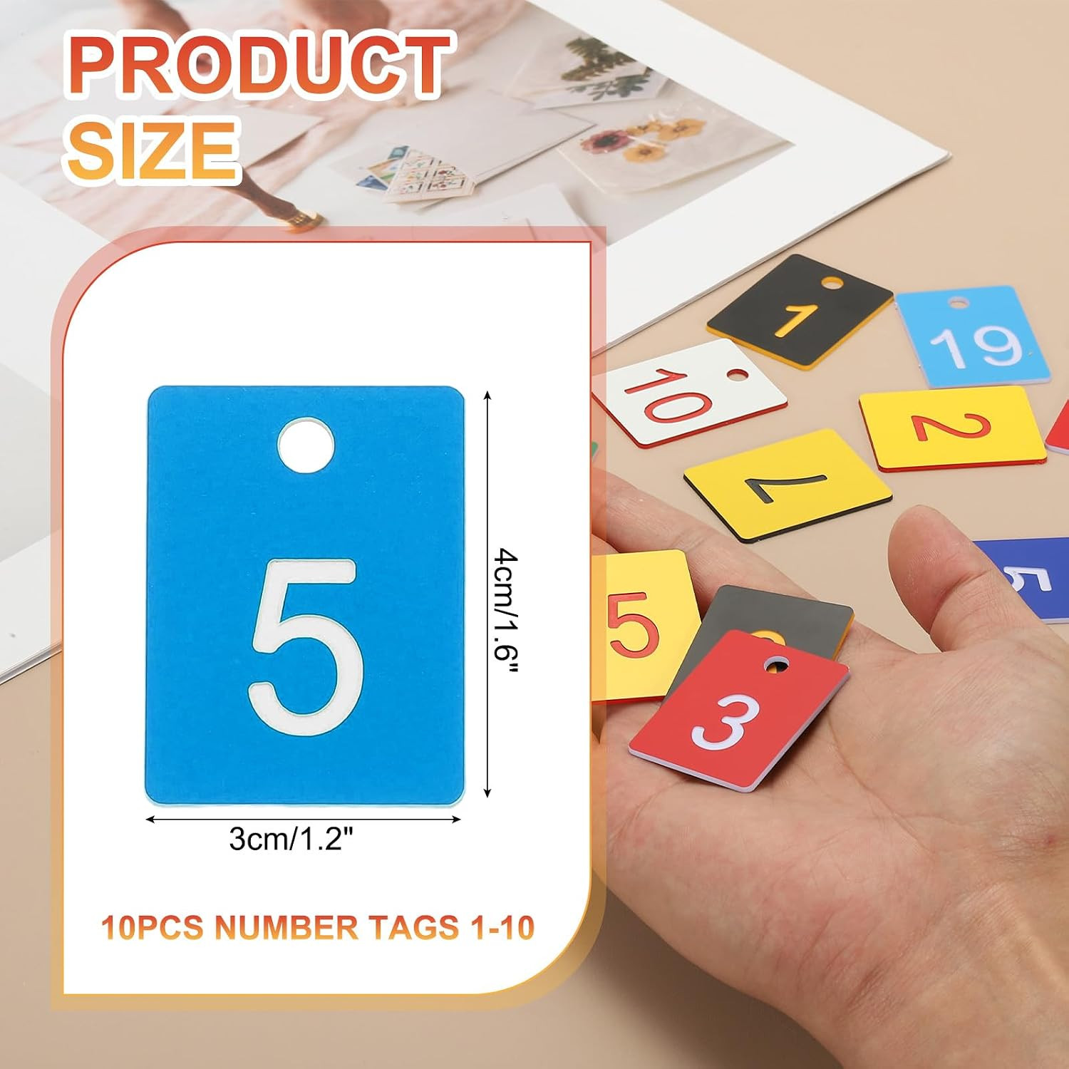 10PCS Rectangle Number Tags 1-10, 3x4CM Number Key Tags Plastic Numbered with…