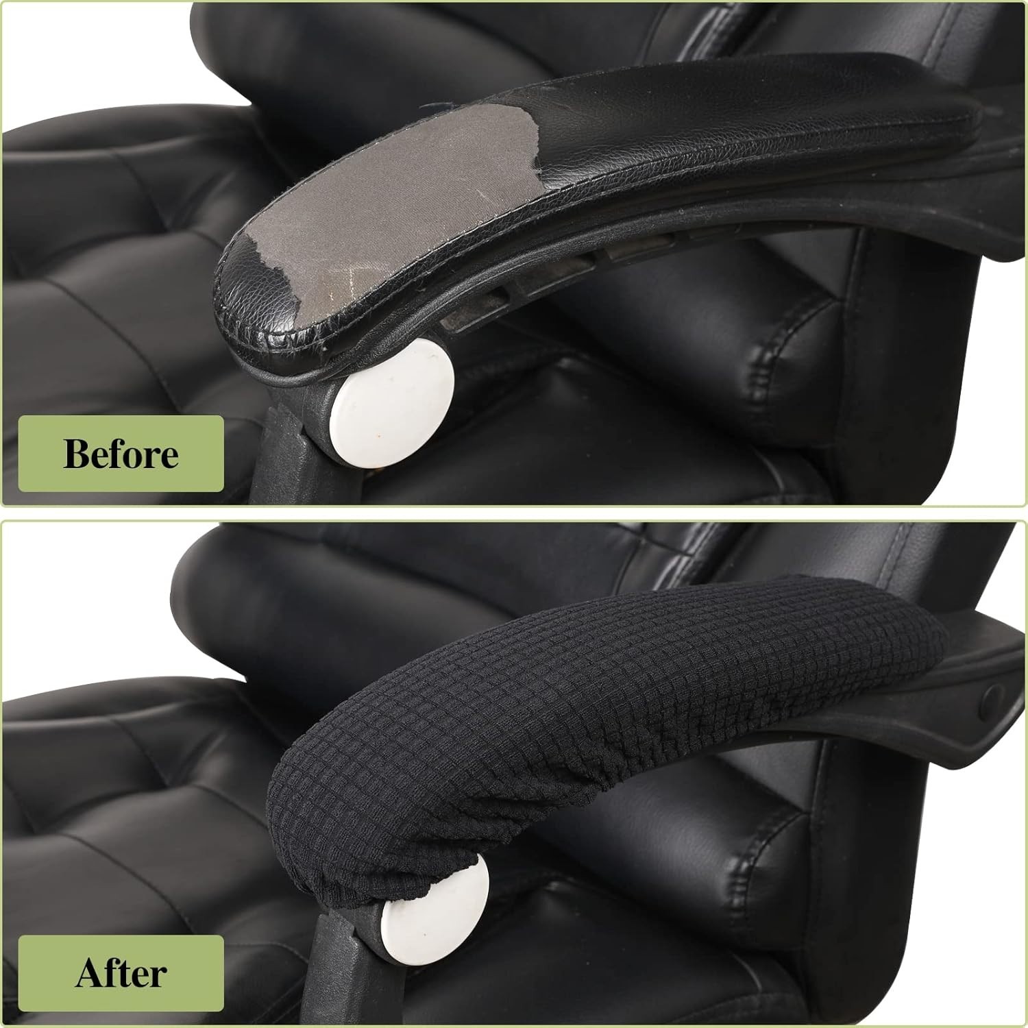 Soft Polyester Armrest Covers – 2 Pack Elastic Protection for Office Chairs