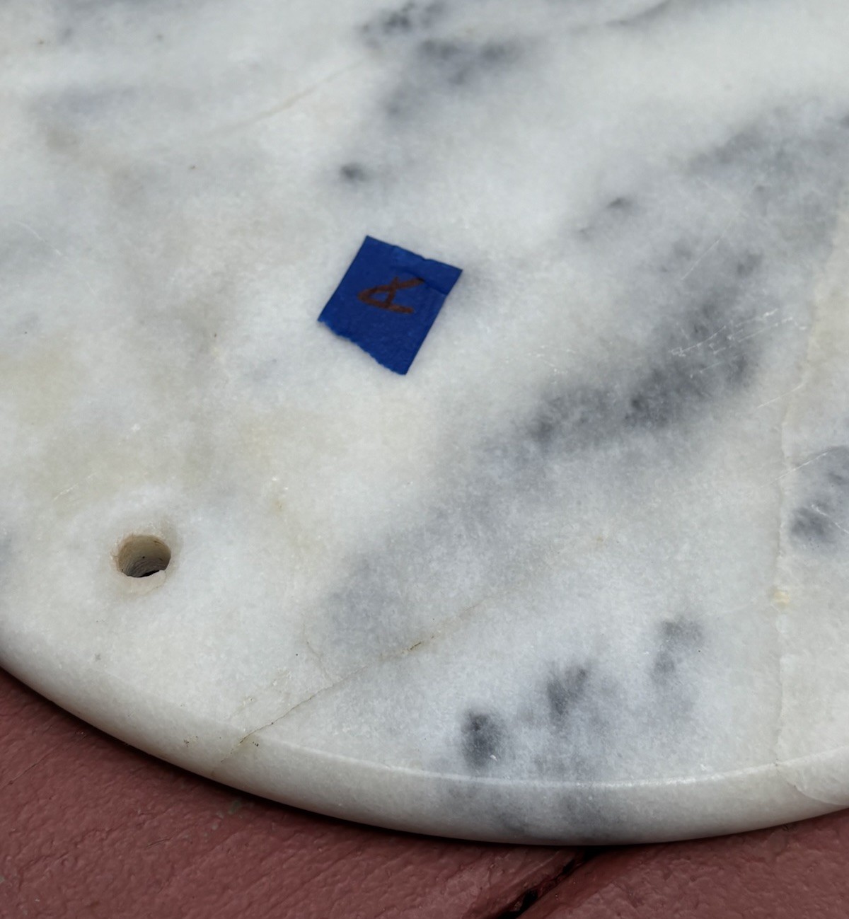 Vintage 15″ Solid Italian Marble Replacement Table Top 3 HOLE For Tiered Stand