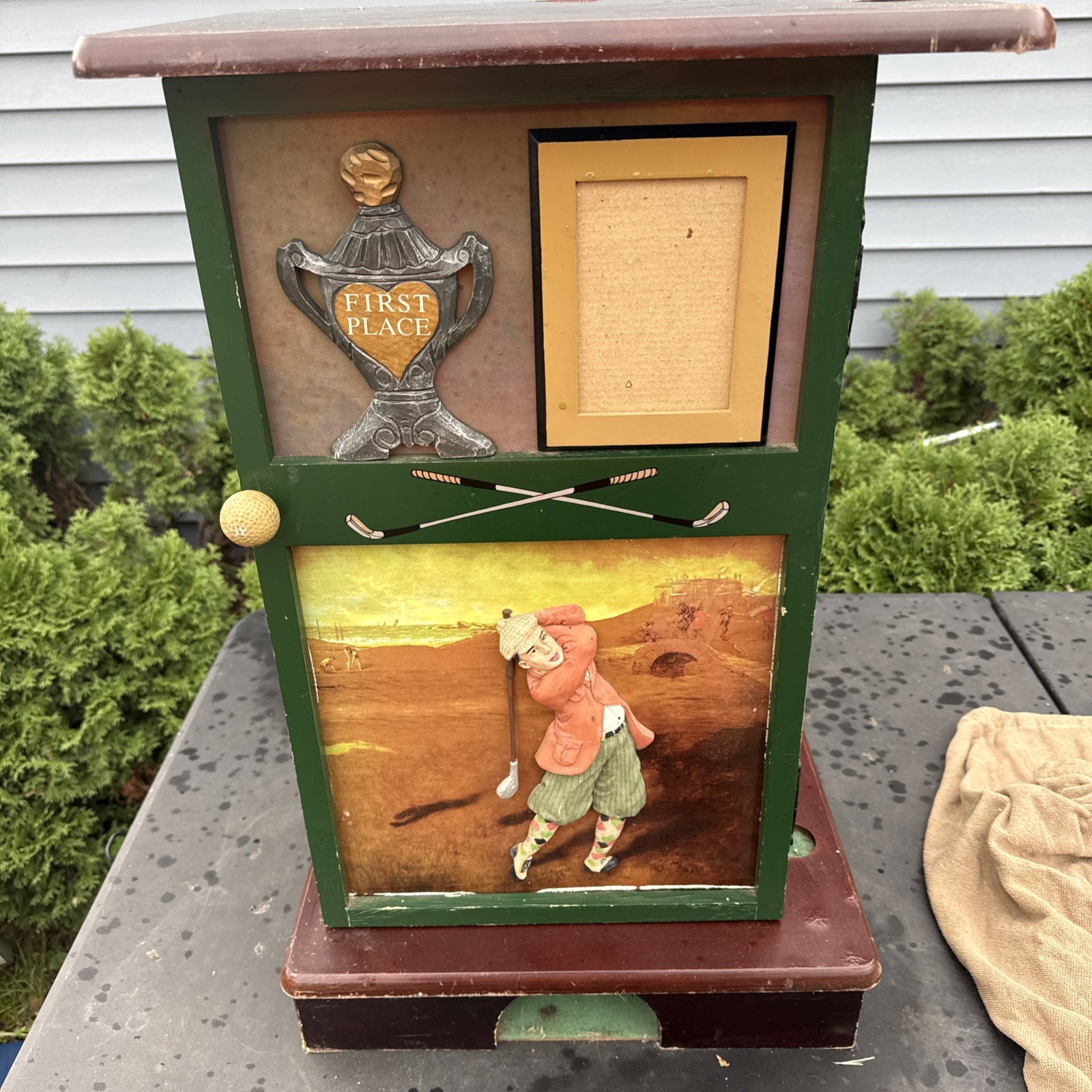 Powell GOLF Motif Accent CABINET W/ Built In Putting Hole Fun Side Table