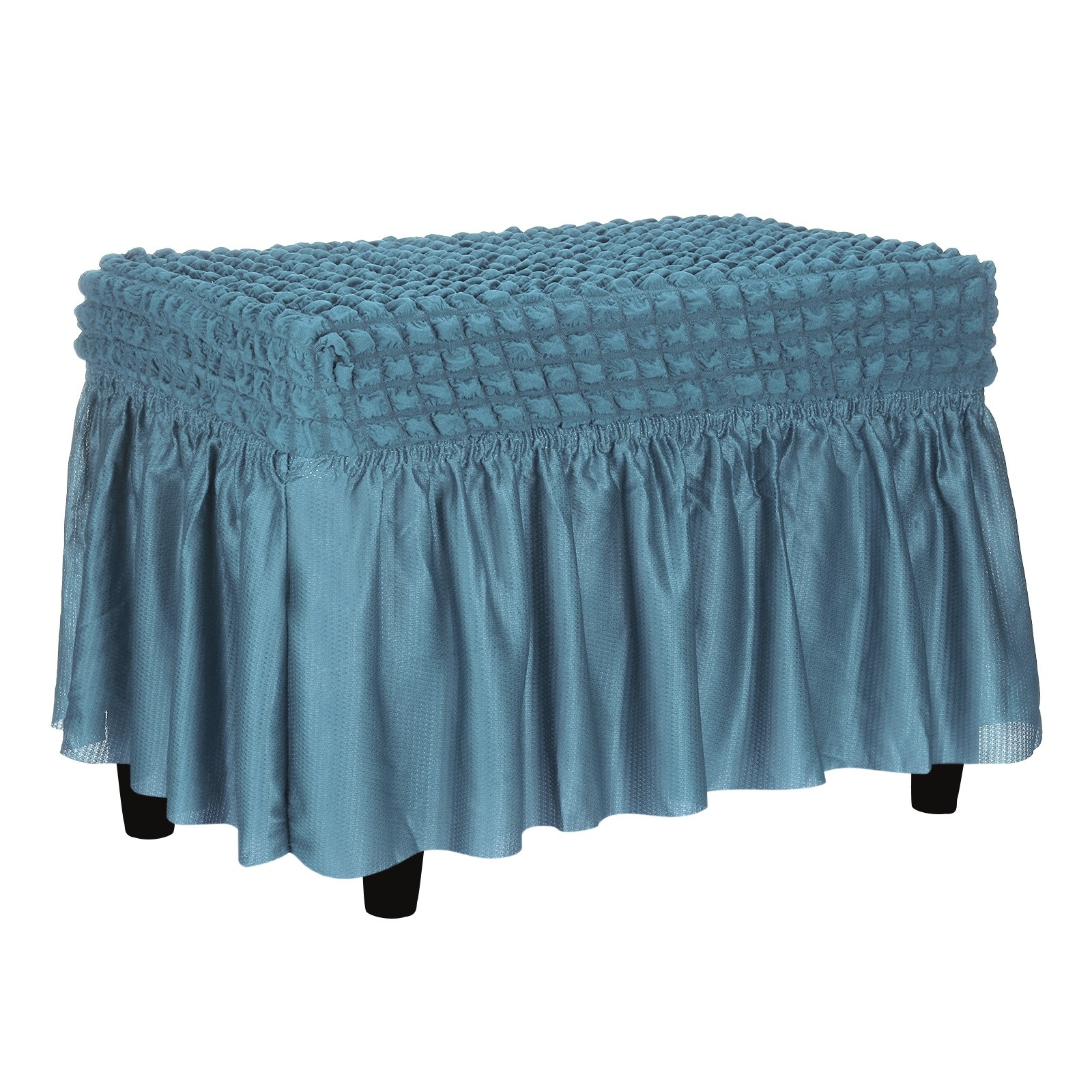Bubble Lattice Footstool Cover with Skirt Fit 60-100cm/24″-39″ Sky Blue