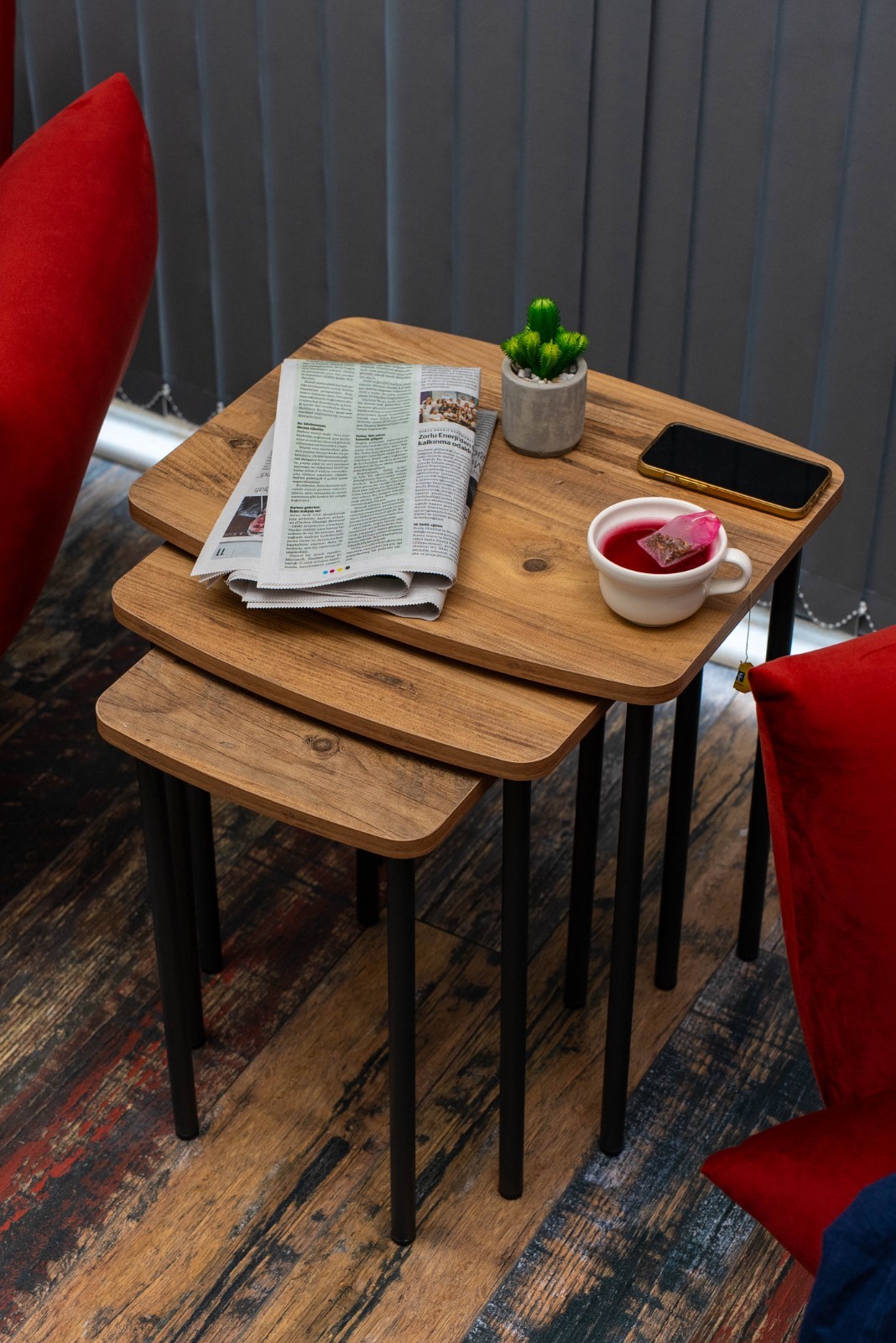 3-Piece Nesting Table Set, Space-Saving Living Room Side Tables