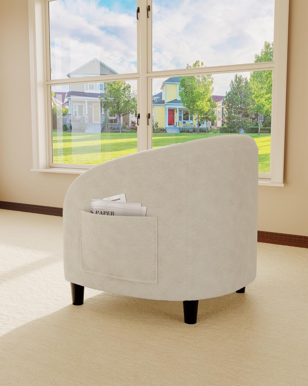 Accent Chair Living Room Chairs Boucle Barrel Chairs Round Armchairs for Bedroom