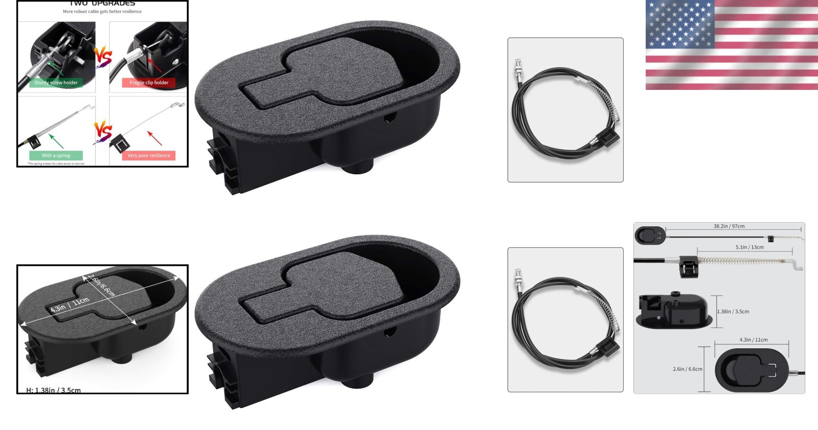 Recliner Replacement Parts Handle Cable Set for Sofa Couch Chairs 2 Pack
