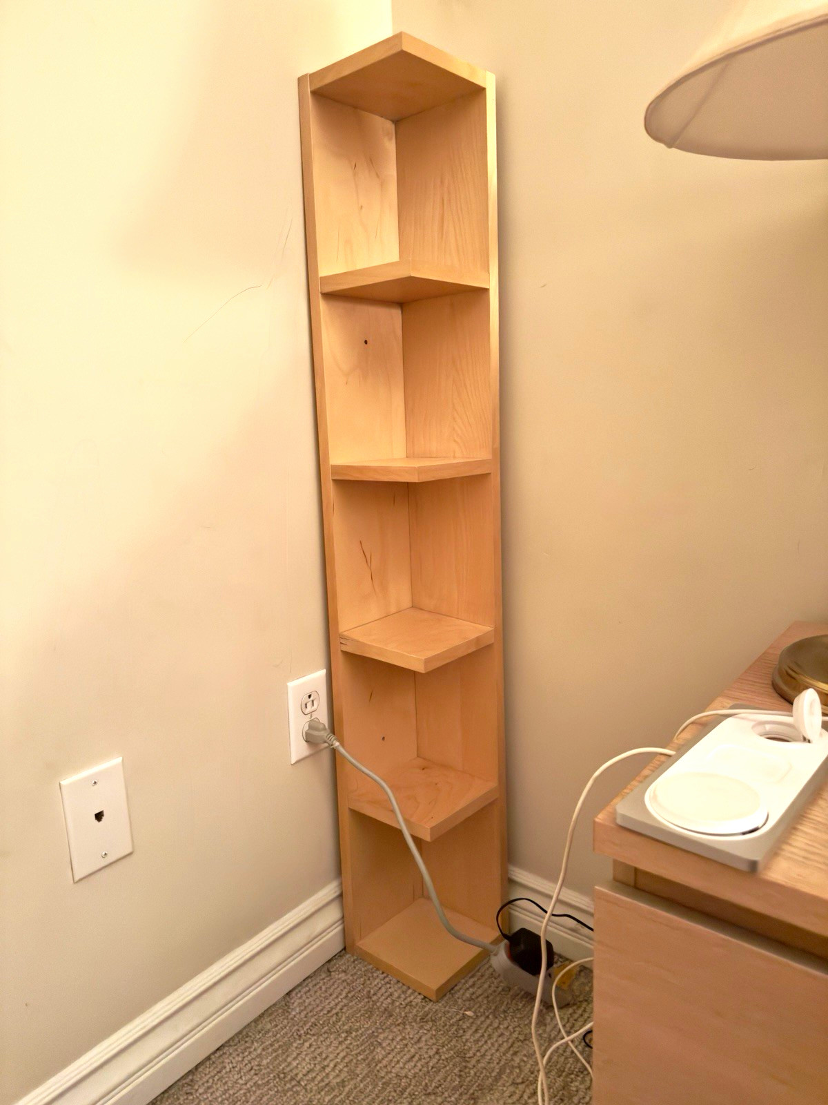 Freestanding Triangle Corner Shelf 5-Tier Light Wood Beige Open Face
