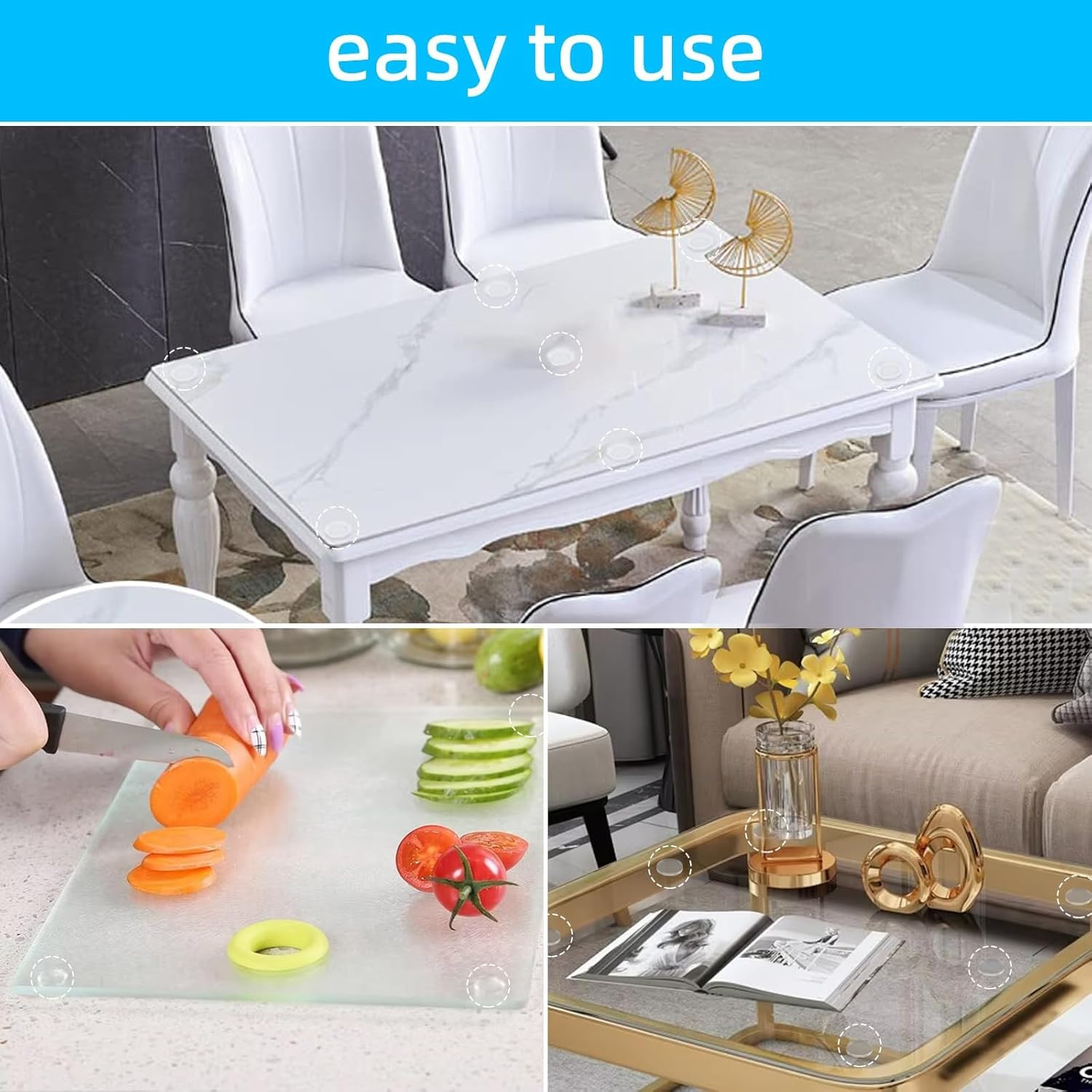 Glass Table Top anti Slip Pads, 50 Pcs Glass Table Top Bumpers, Clear Rubber
