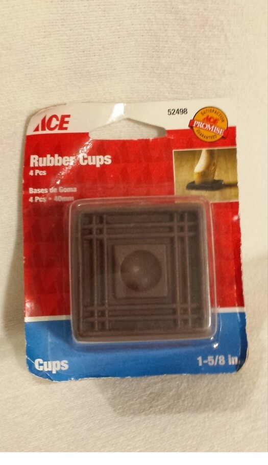 Brown Square Smooth Rubber Floor Protect Furniture Cups 1.57″ for Carpet (4Pack)