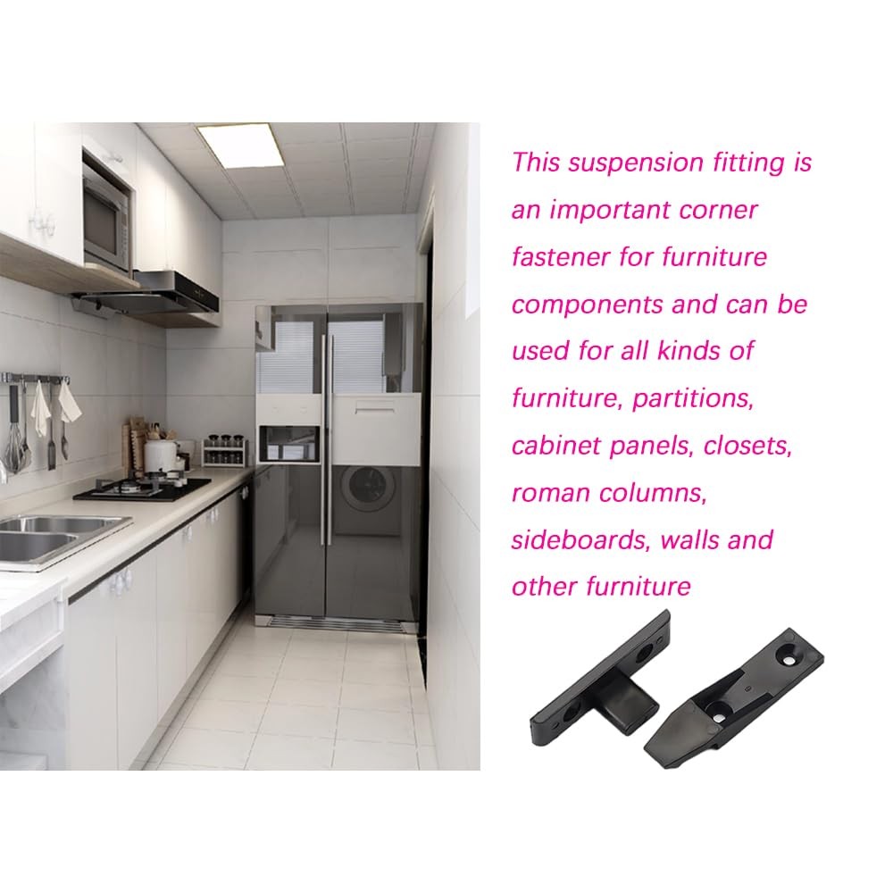 8 Sets Black Furniture Suspension Fitting Panel Joint Bracket Plastic
