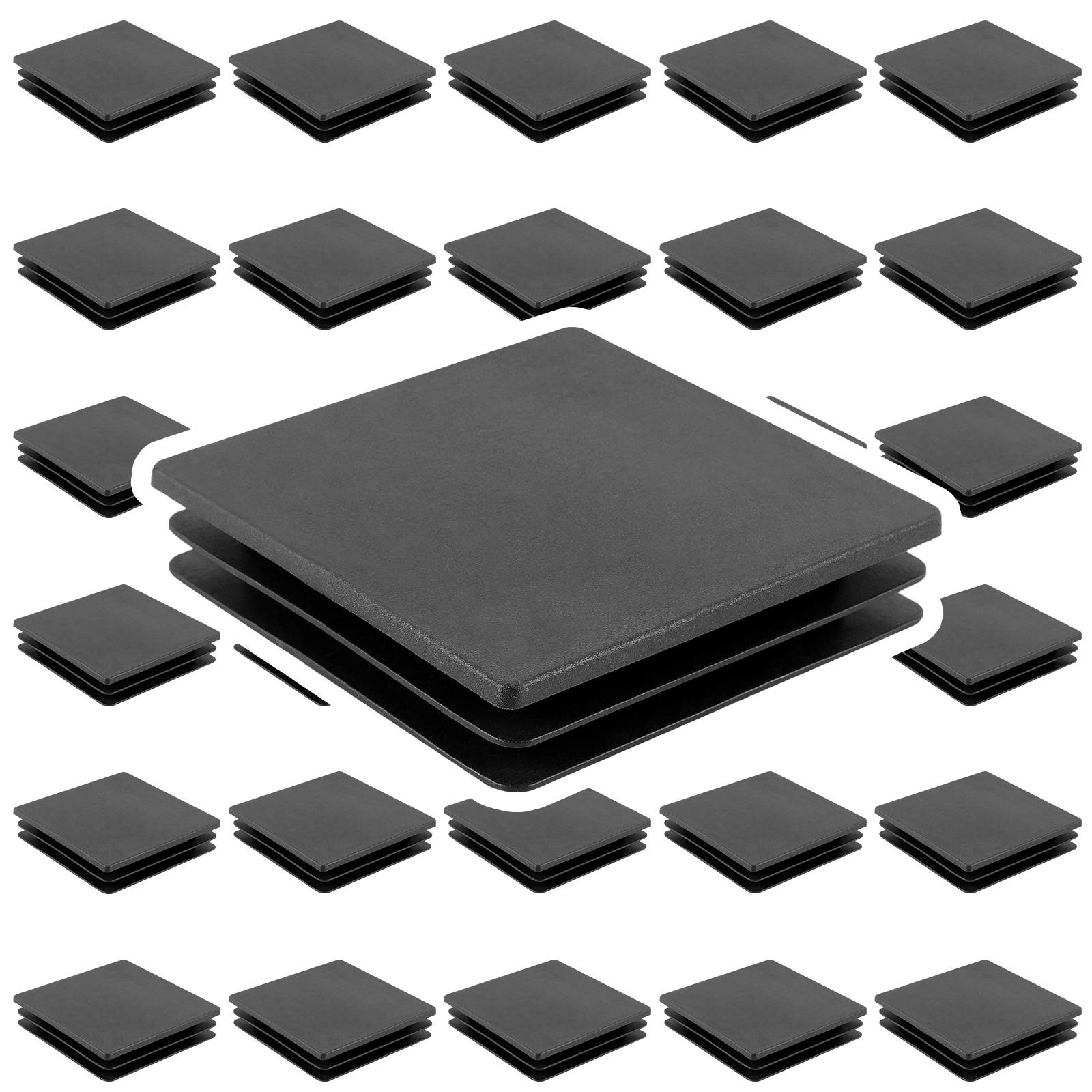 30 Pack 4 x 4 Inch Square Plastic Tubing End Caps Heavy Duty Furniture Leg Plugs