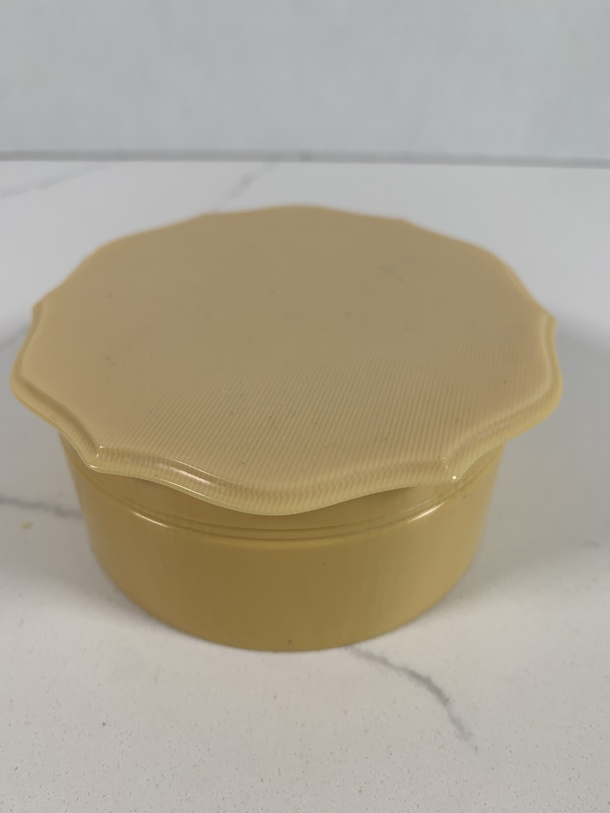 Vanity Powder Box, Vintage Art Deco Antique French Ivory Celluloid (Bakelite?)