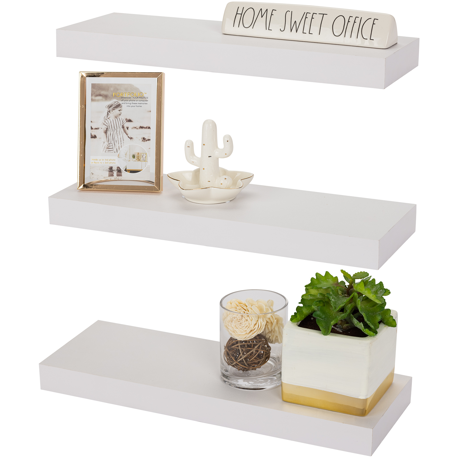 Sorbus Floating Shelves, Hanging Wall Shelf Décor- 16 Inches- Black/White – 3 Pk
