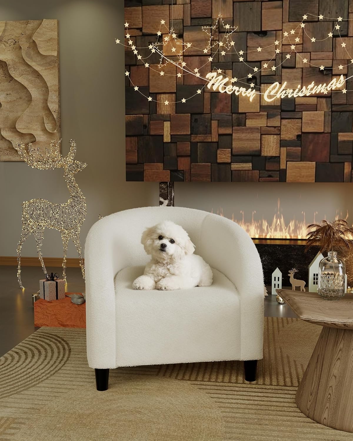 Accent Chair Living Room Chairs Boucle Barrel Chairs Round Armchairs for Bedroom