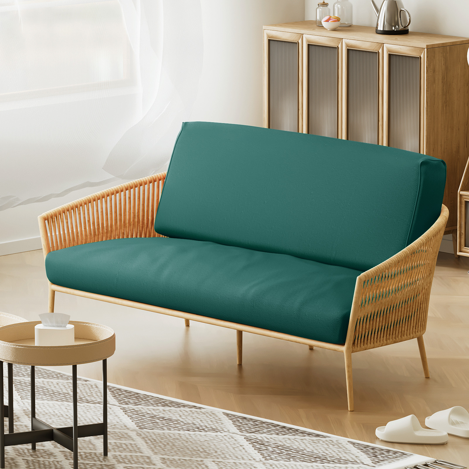 Teal Green Twin Size Slipcovers Cushion Stretch Futon Cover Couch Sofa Protector