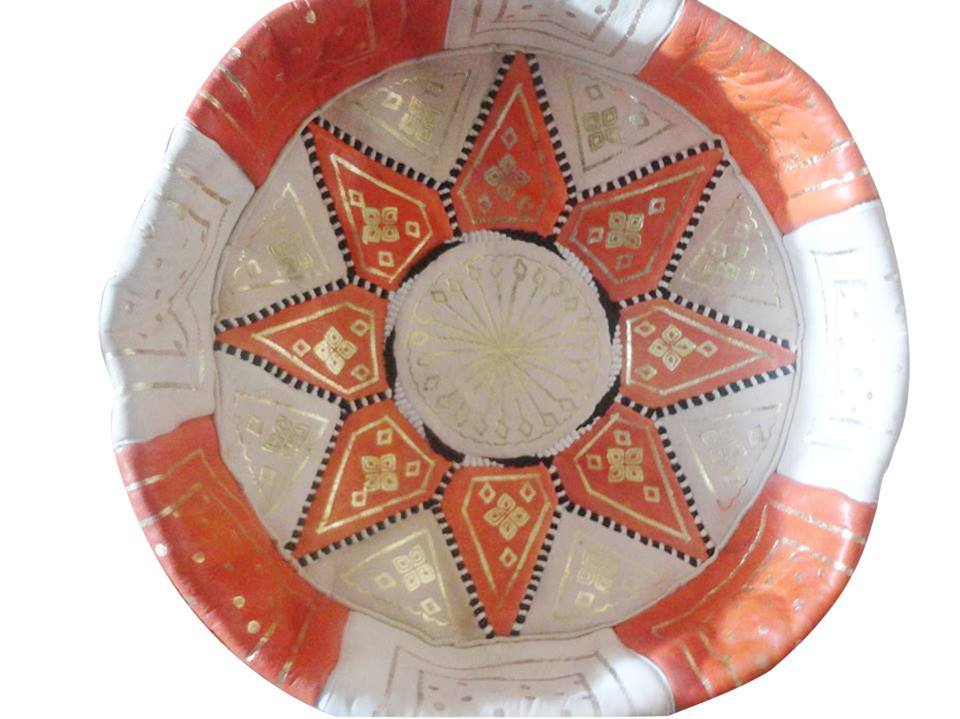 Moroccan Leather Pouf Ottoman Footstool