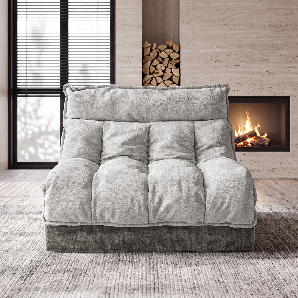 Gray Cloud Single Seat Sofa, Chenille Sectional Couch Double Layer Cushion