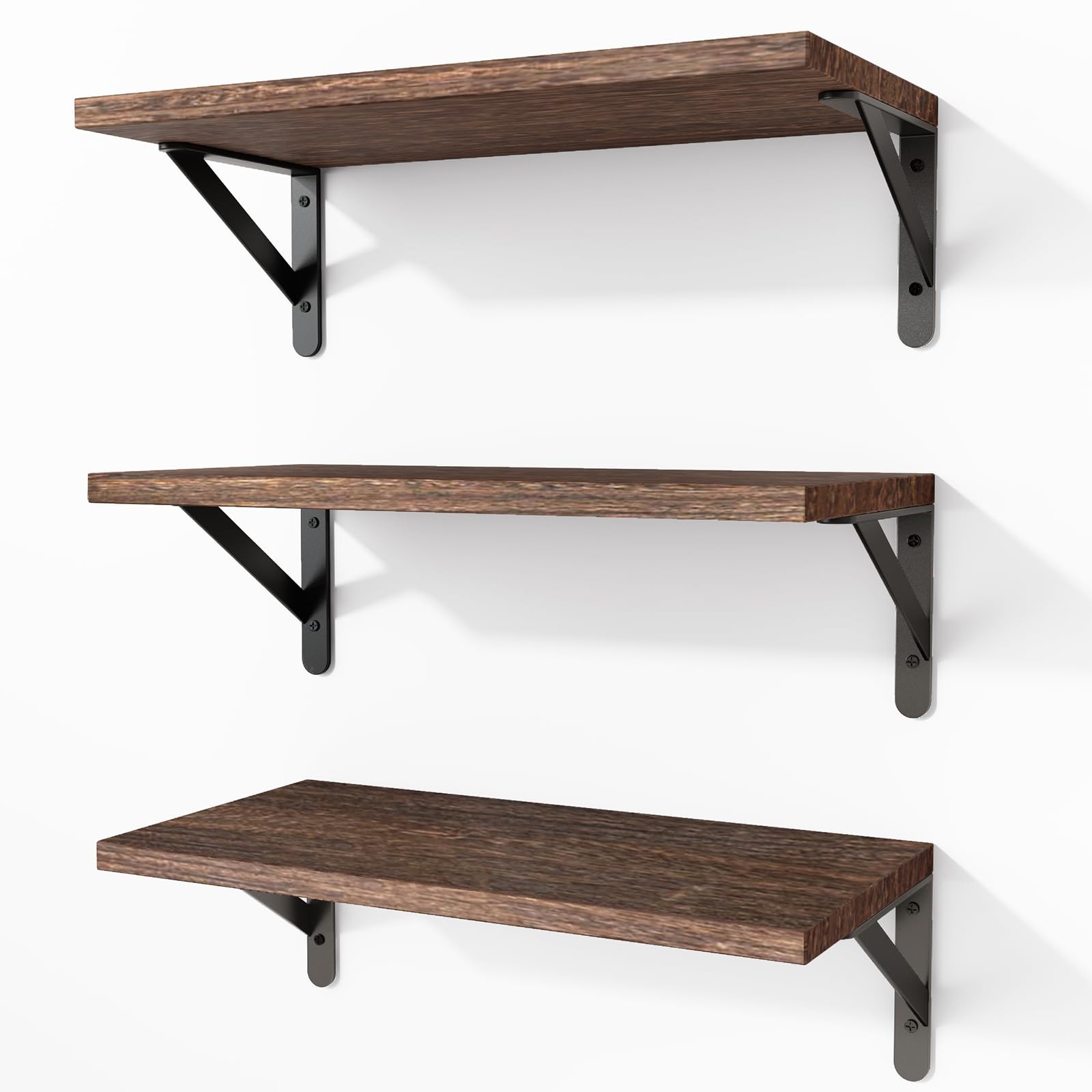 Floating Shelves Wall Mounted Wood For Bedroom Bathroom Kitchen 16.5 In 3 PCS