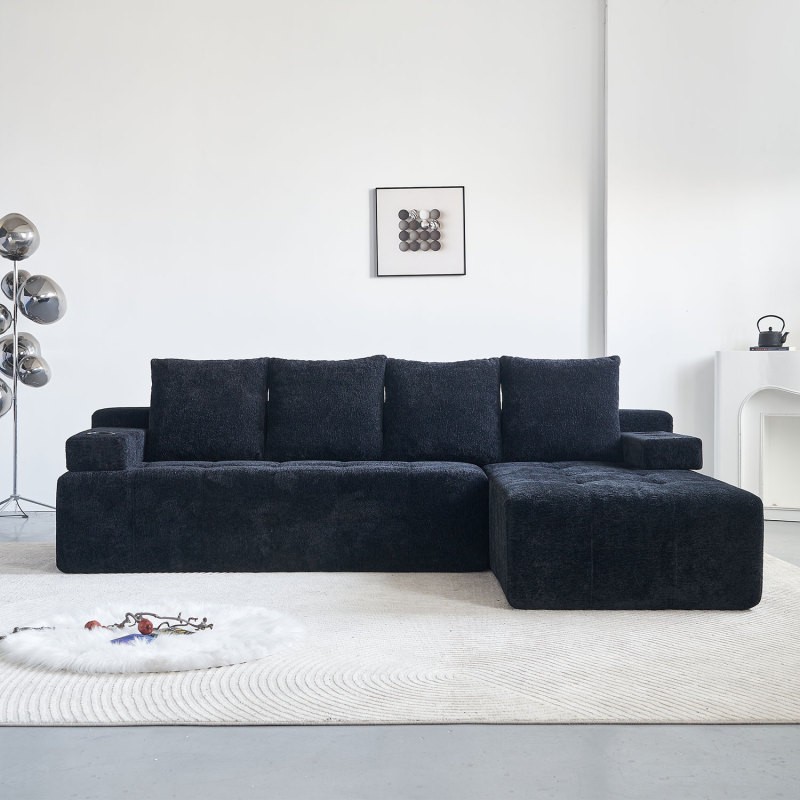 Modern Style L-Shaped Sectional Sofa with USB Ports Bluetooth Speaker 102