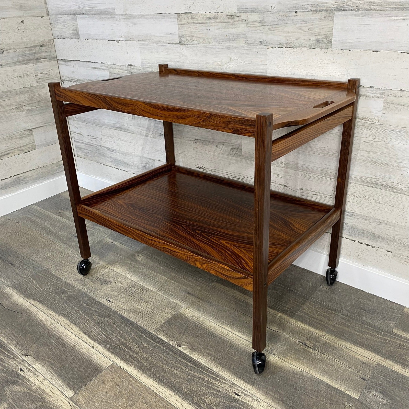 Mid Century Modern Rosewood Bar Cart Made in Denmark Danish
