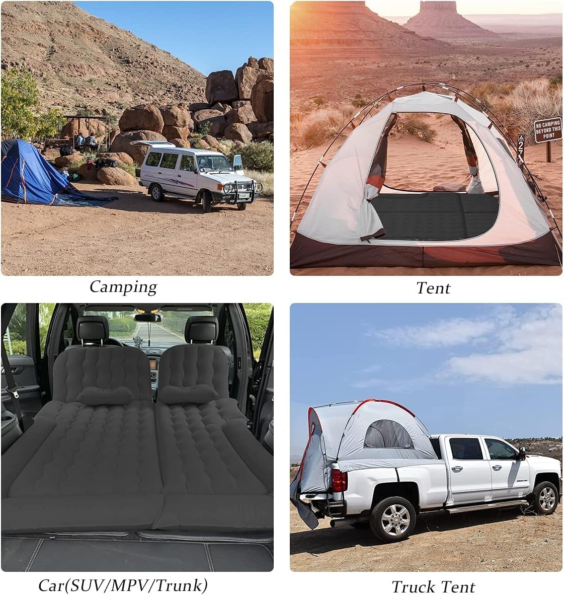 3 in 1 SUV Air Mattress Car Mattress with Air Pump, 2 Support Fillers, 2 Pillows