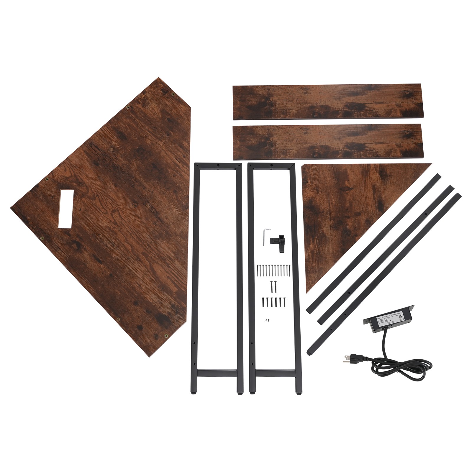 Corner Desk with Outlets, Small Desk with Outlets,Free Standing Corner Table