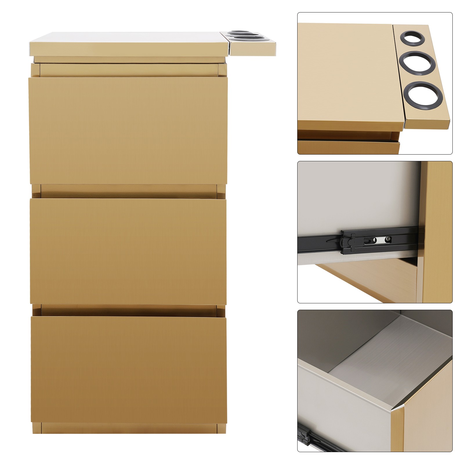 3Drawer 45.5*30*83cm Organizer Unit Barber Shop Cabinet 201 Stainless Steel