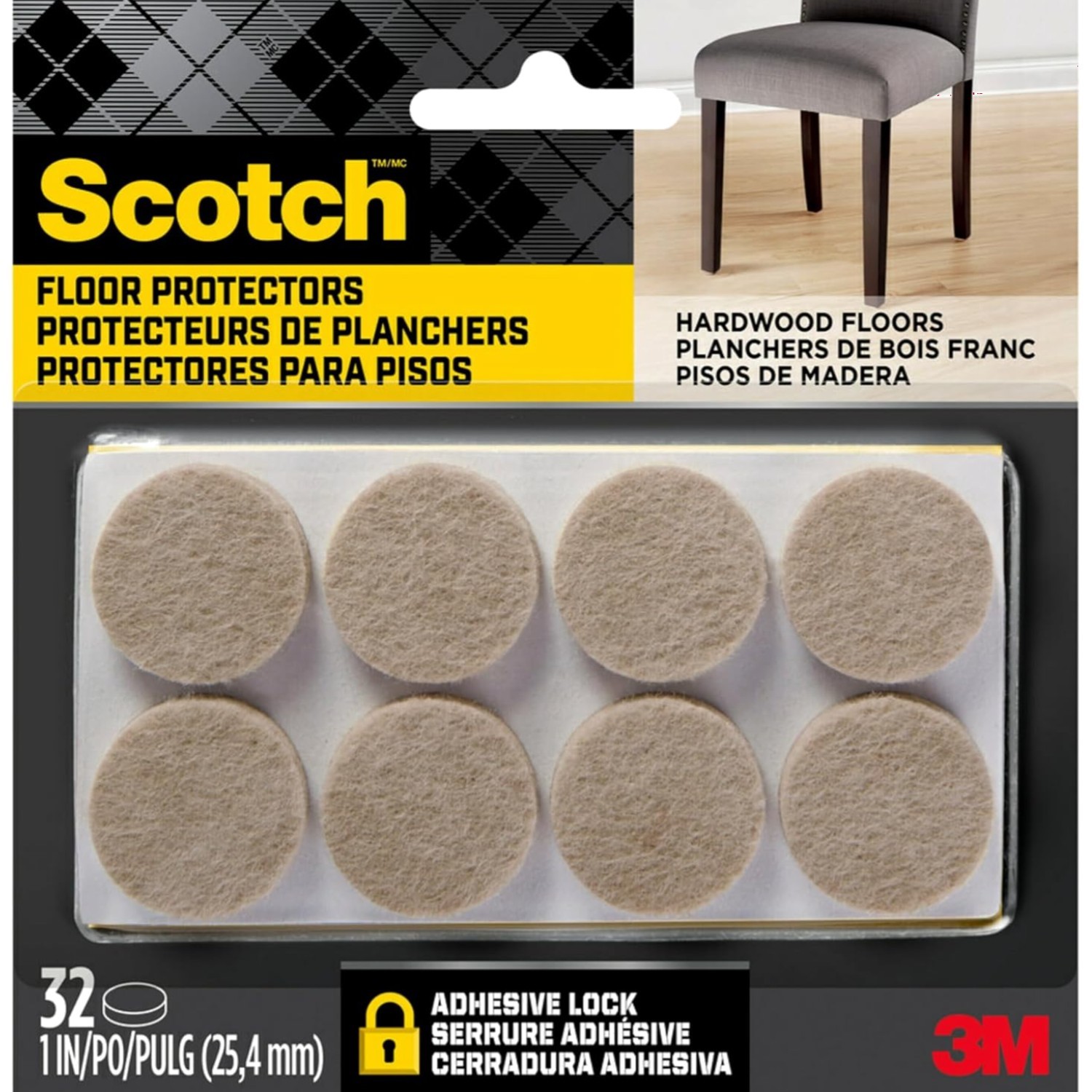 Durable Beige Felt Furniture Pads – 32 Count, Easy-to-Apply Floor Protectors