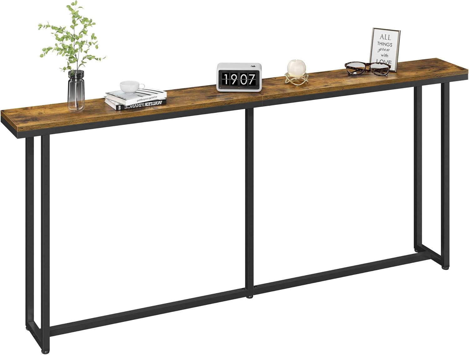 Narrow Console Table with Sturdy Metal Frame, 71 Inch Extra Long Entryway Sofa T