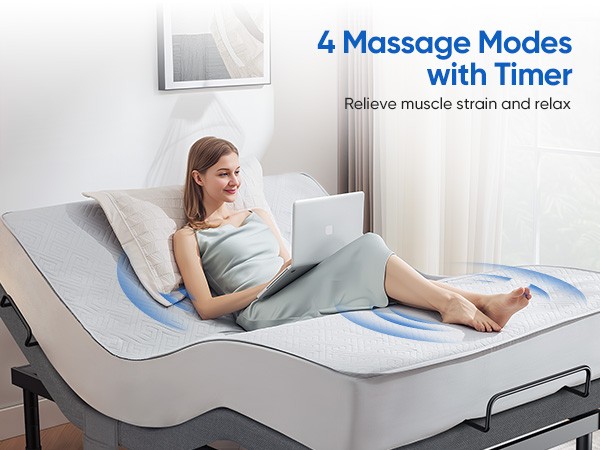 Upgraded Electric Adjustable Bed Frame Base With Massage Backlit Remote 1000LBS