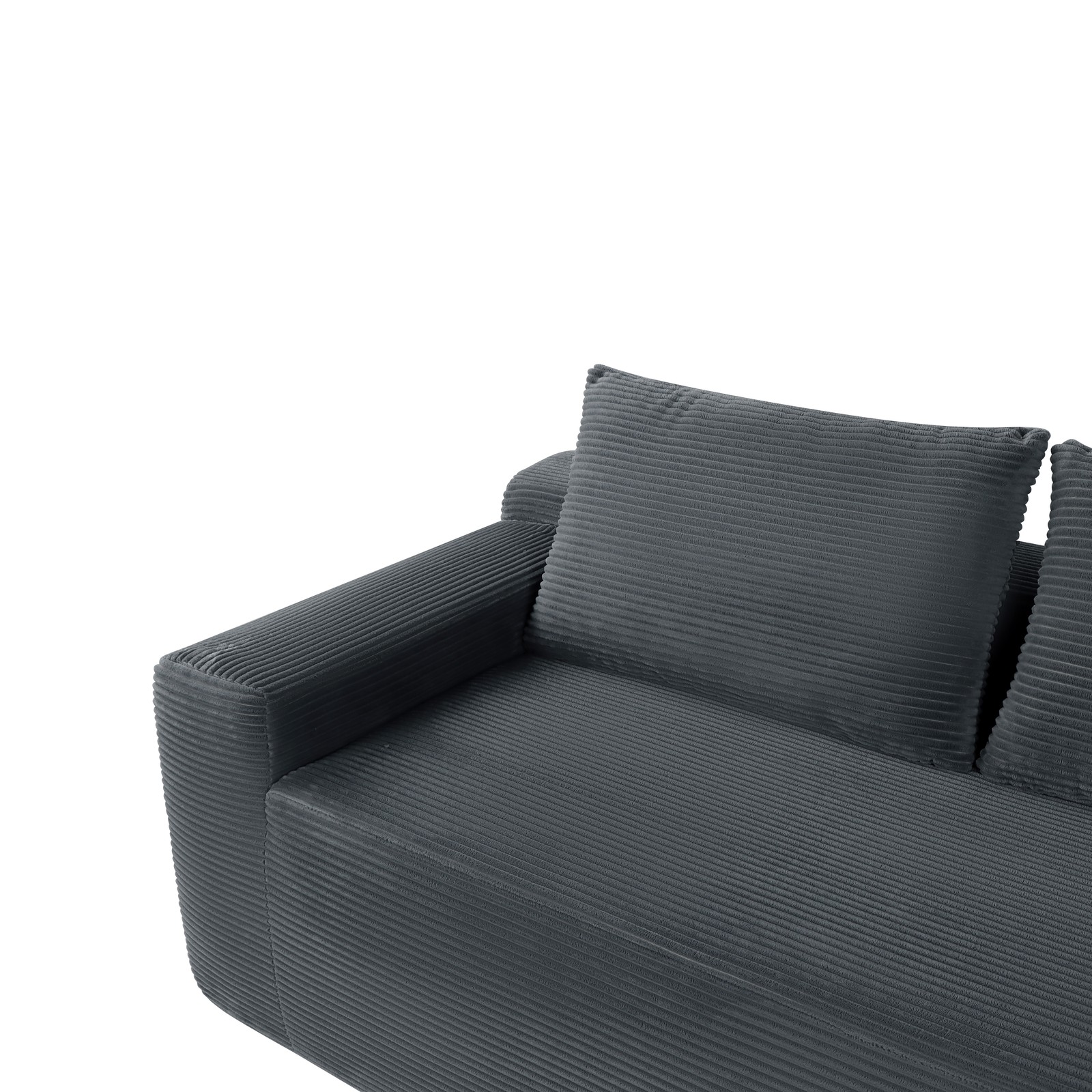 96.9″ Compressible Double Cloud Sectional Couch L-Shape Chaise Grey