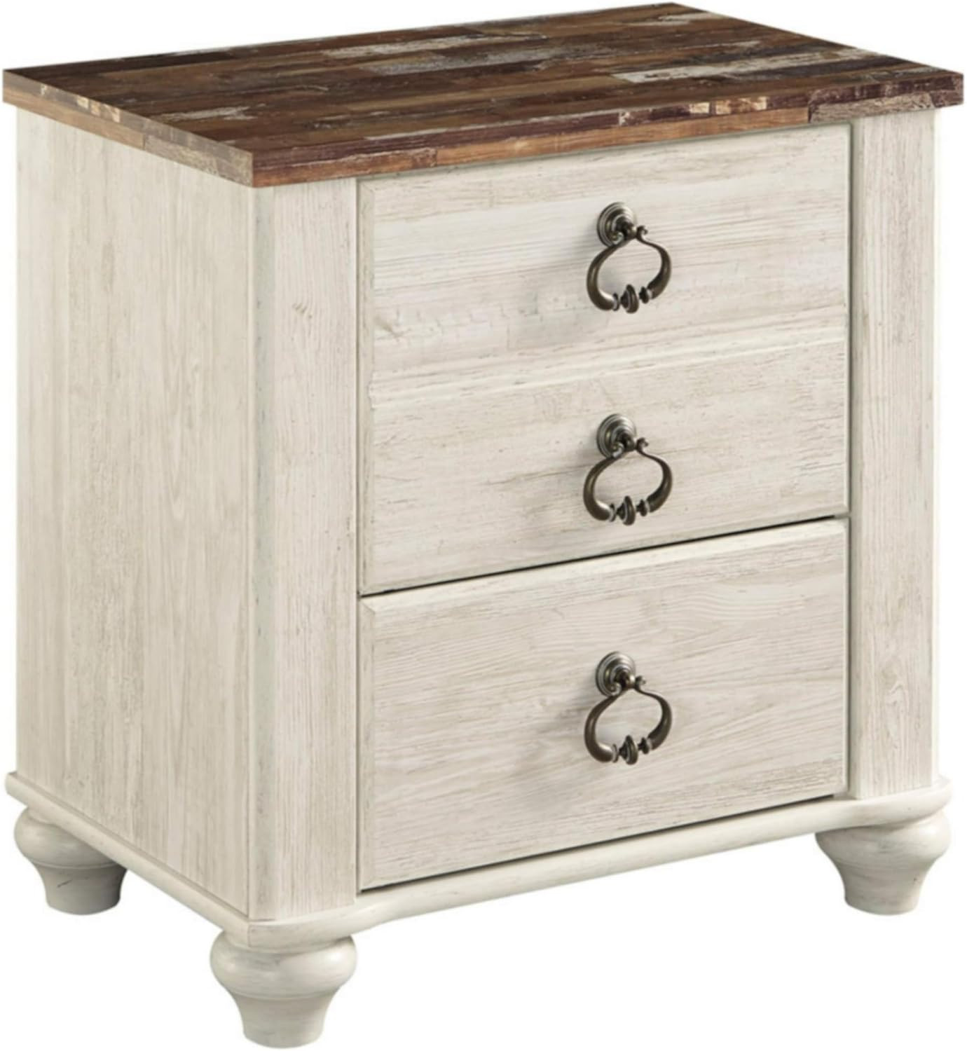 Signature Design by Ashley Willowton Farmhouse 2 Drawer Nightstand with USB Char