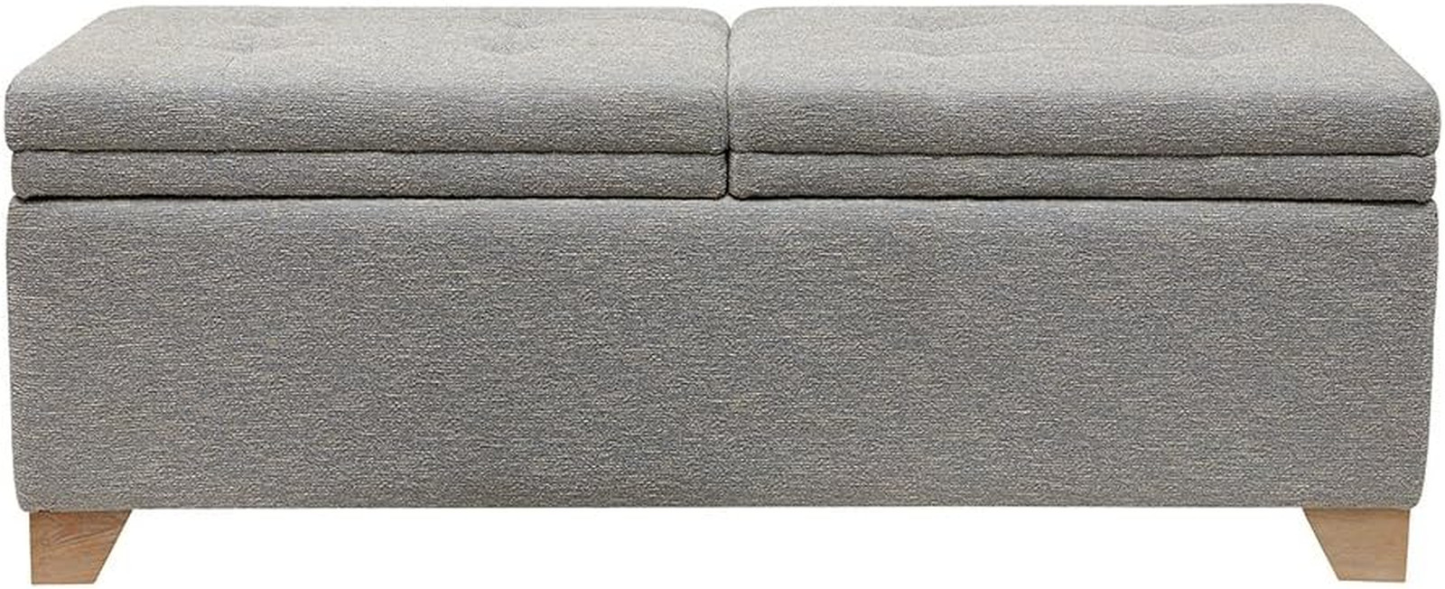 Ashcroft Ottoman – Solid Wood, Polyester Fabric Toy Storage Bench – Light Taupe,