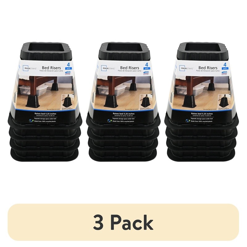 Heavy Duty Bed Risers Create Under Bed Storage 5.25 Inch Square Design New