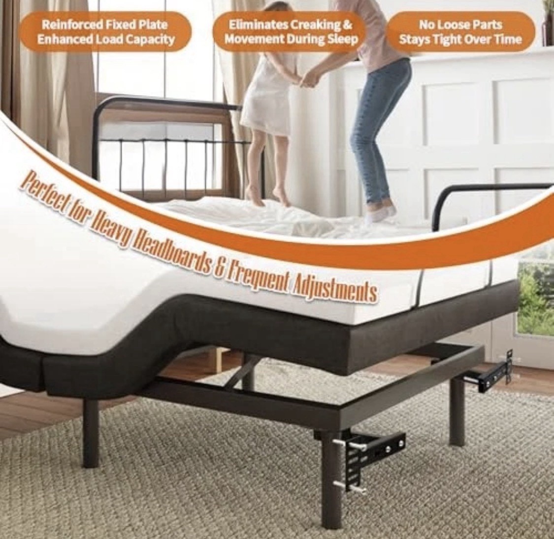 Adjustable Bed Base Headboard Bracket Kit Universal Extra Thick Steel Mount Set