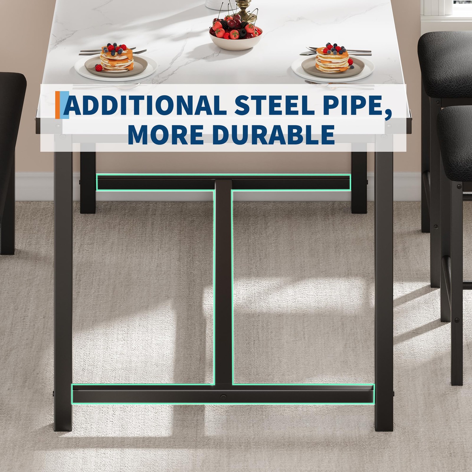 4-Piece Dining Table Set with Upholstered Bench & 2 Chairs ,Modern Kitchen Table