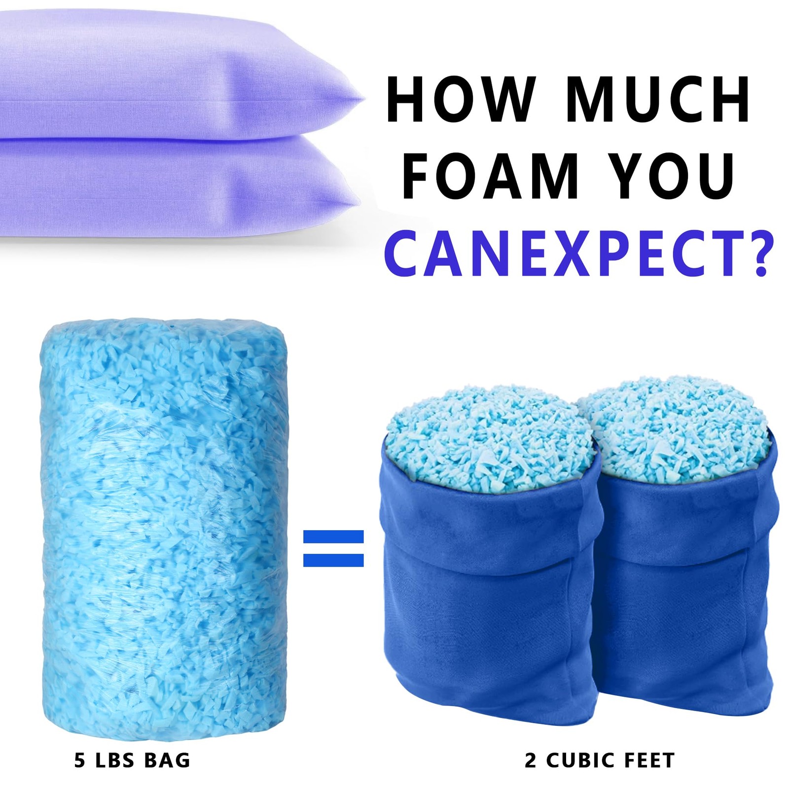 10 LBS Bean Bag Filler Comfortable Soft Memory Foam Stuffing Pillow Dog Bed