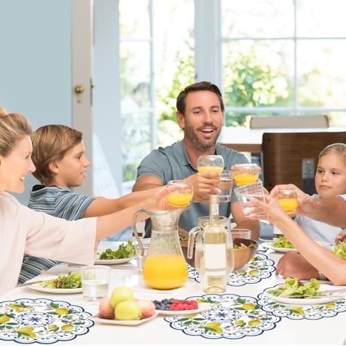 50PCS Lemon Paper Placemats – 13.7 Inch Blue Chinoiserie Celadon – Disposable