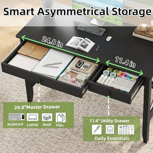 43.3” Computer Desk for Home Office,Farmhouse Executive Desk 43.3 Inch Black