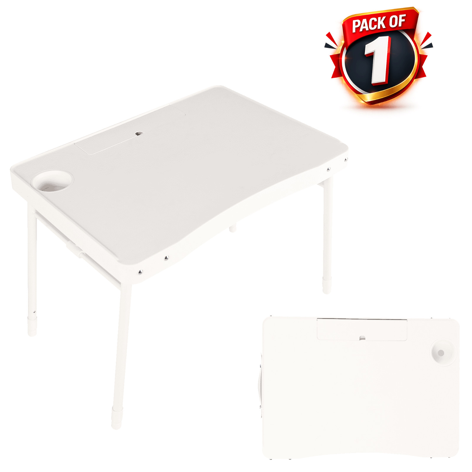 Mainstays Adjustable Height Personal Folding Table Cupholder Compact