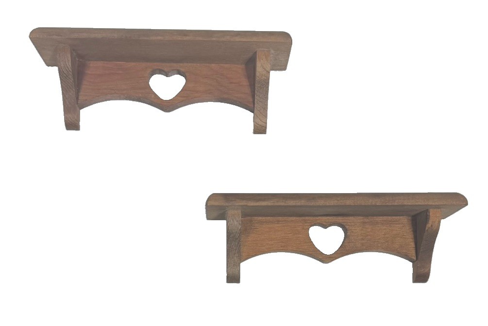 Vintage Wall Wood Shellves Set of 2 Heart Cut Out Granny core Country 8x3x2
