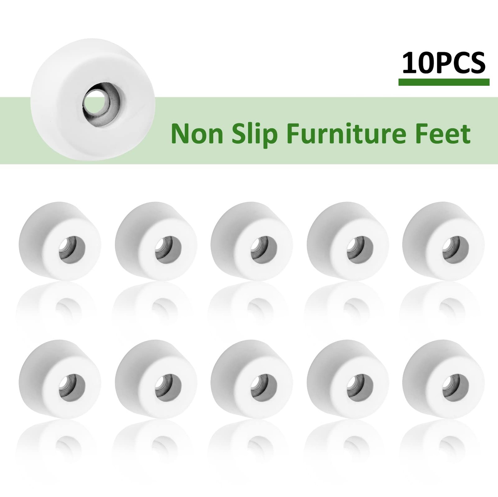 10 Pcs Cutting Board Feet, round Non Slip White Rubber Feet Bumpers Pads with St