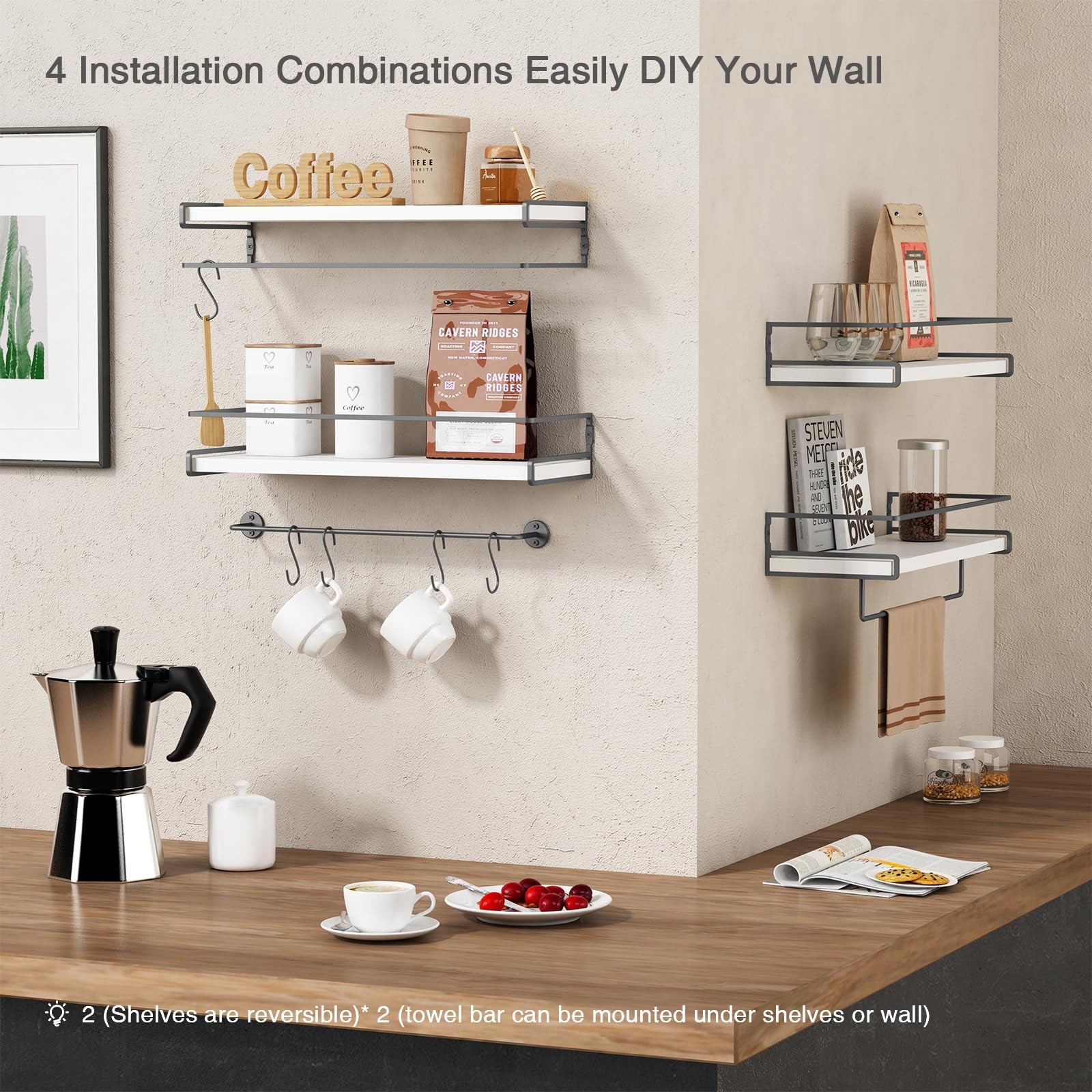Forbena White Floating Shelves for Bathroom Organizer Over Toilet, Bathroom S…