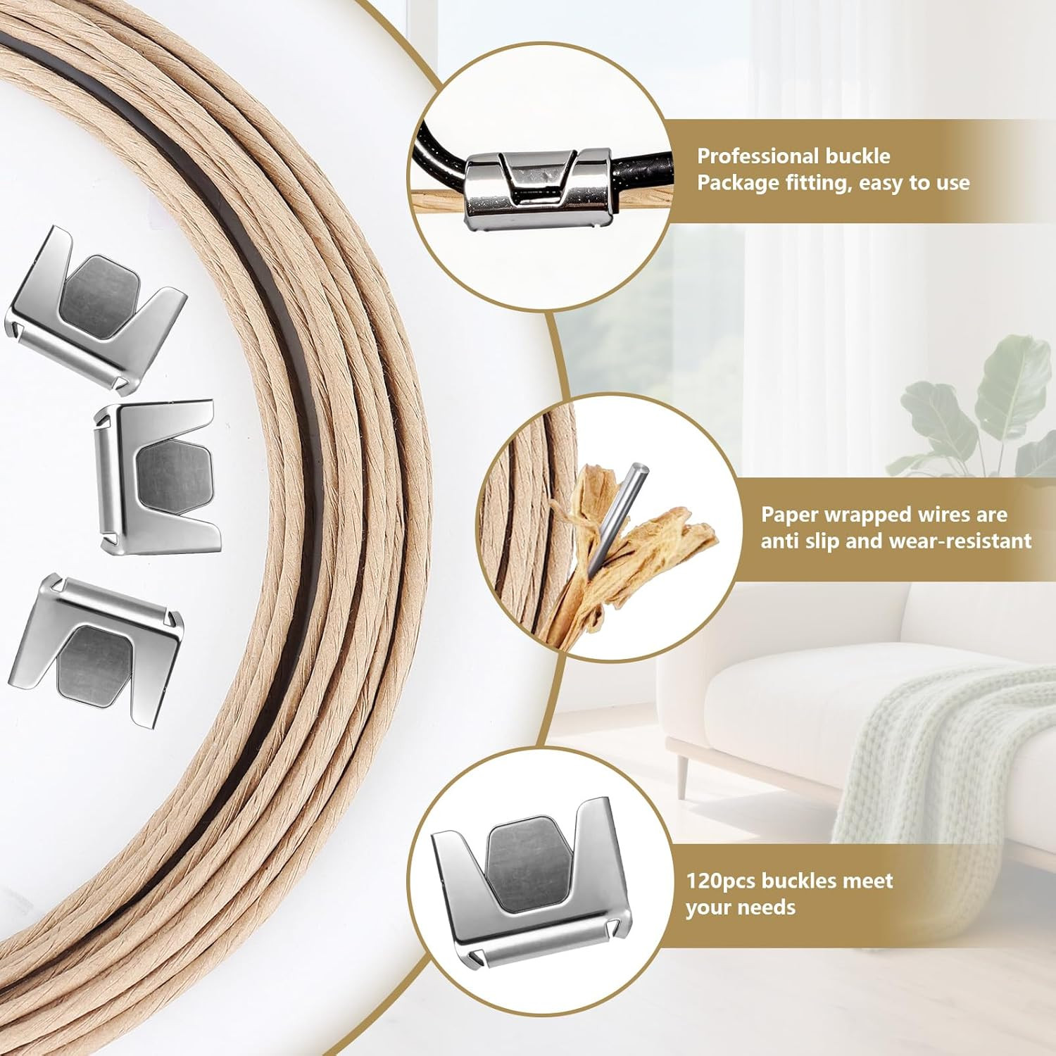 50FT Upholstery Stay Wire for Sofa Furniture Springs, Couch Spring Repair Kit wi