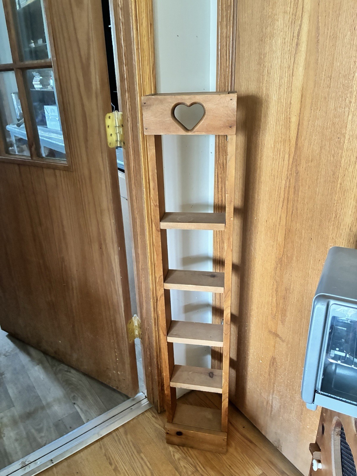 Vintage Country Wood 5 Tier Display Shelf Heart Cutout Primitive Farmhouse 48”