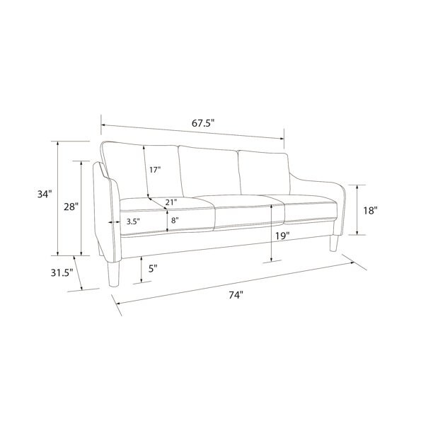 Ember Interiors Marbella 3-Seater Sofa & Couch, Living Room Furniture, Gray Velv